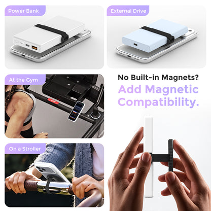 MagoX Magnetic Ring adds magnetic compatibility to everyday devices for use with a power bank, external drive, gym gear and stroller.